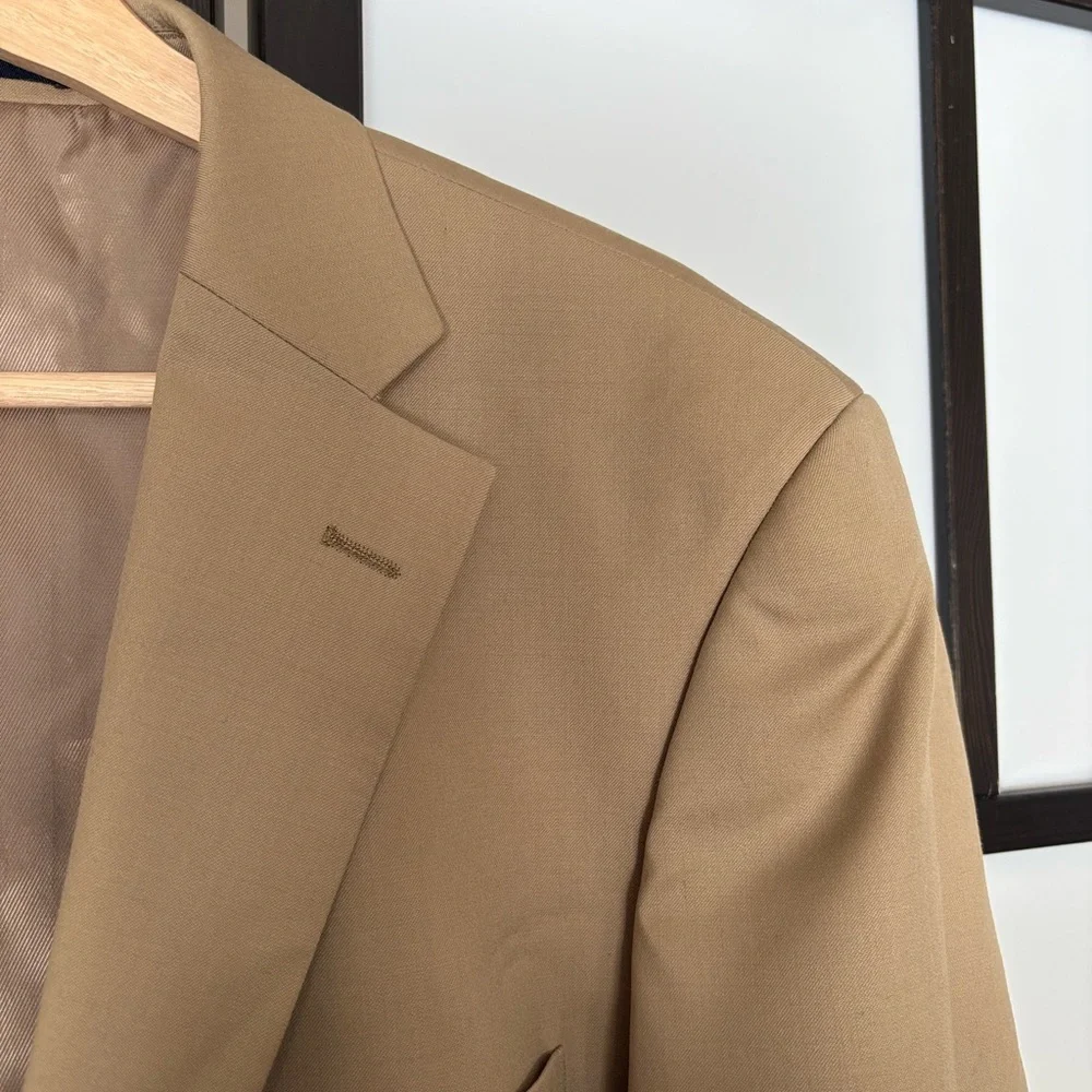 Paul Fredrick 43L British Tan Solid 2-Button‎ Sport Coat Wool Blazer Jacket. NWT